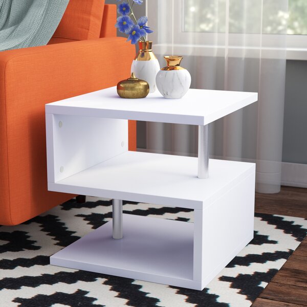 Mote Floor Shelf End Table With Storage 